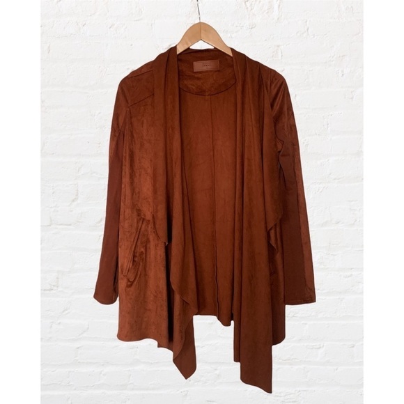 Blank NYC Cloud Nine Draped Wrap Jacket Convertible Faux Suede Leather - Picture 1 of 9